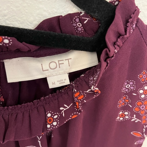 LOFT Ruffle Neck Sleeveless Mixed Media Shell - Medium - Picture 9 of 9